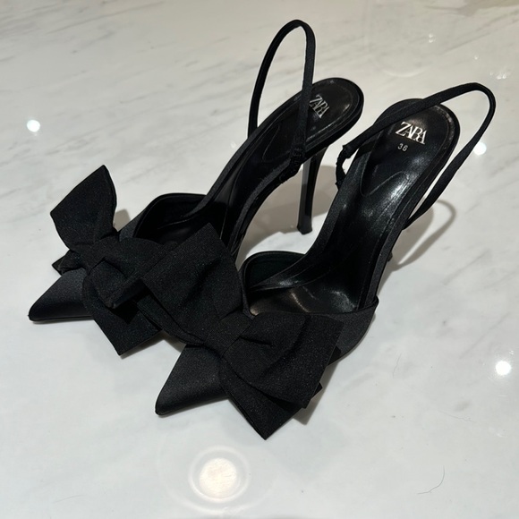 Zara Black Bow Detail Women's Heels - Picture 2 of 2